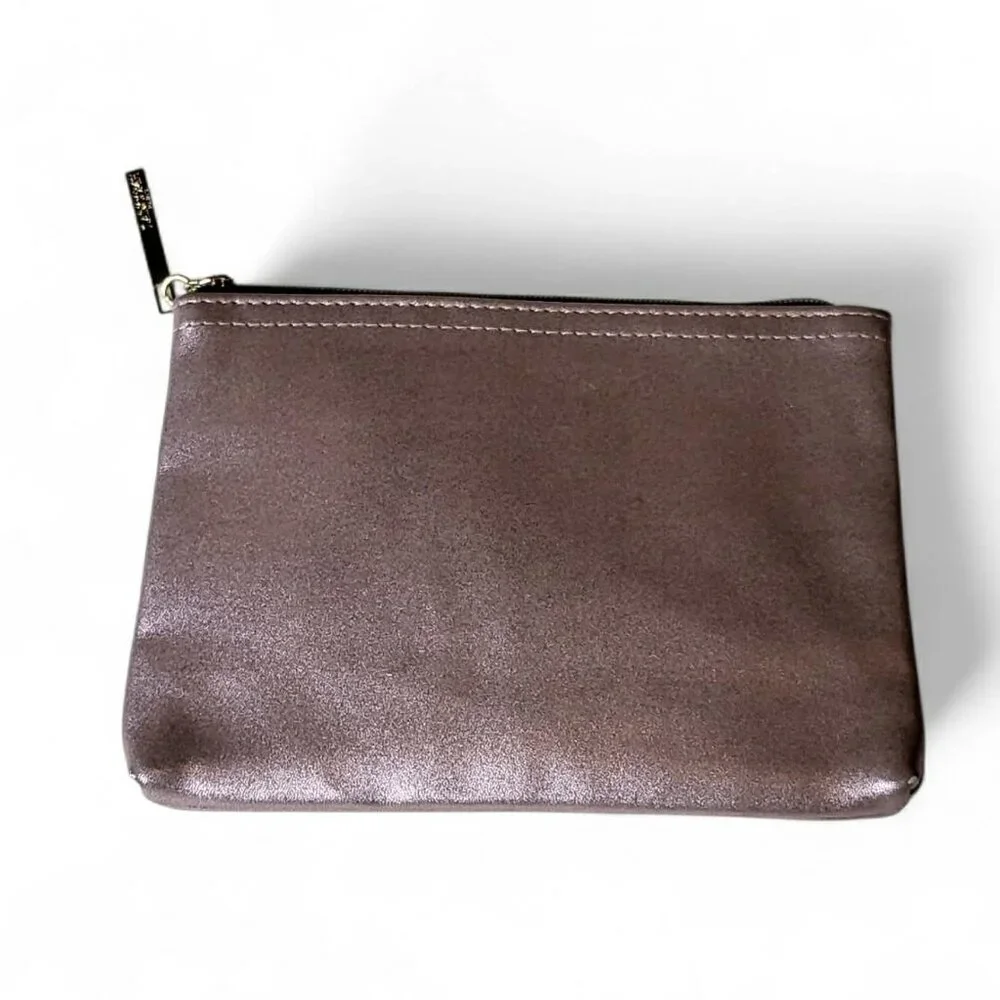 Lancôme Paris Makeup Bag Metallic Pink w Black Pouch Lot of 2